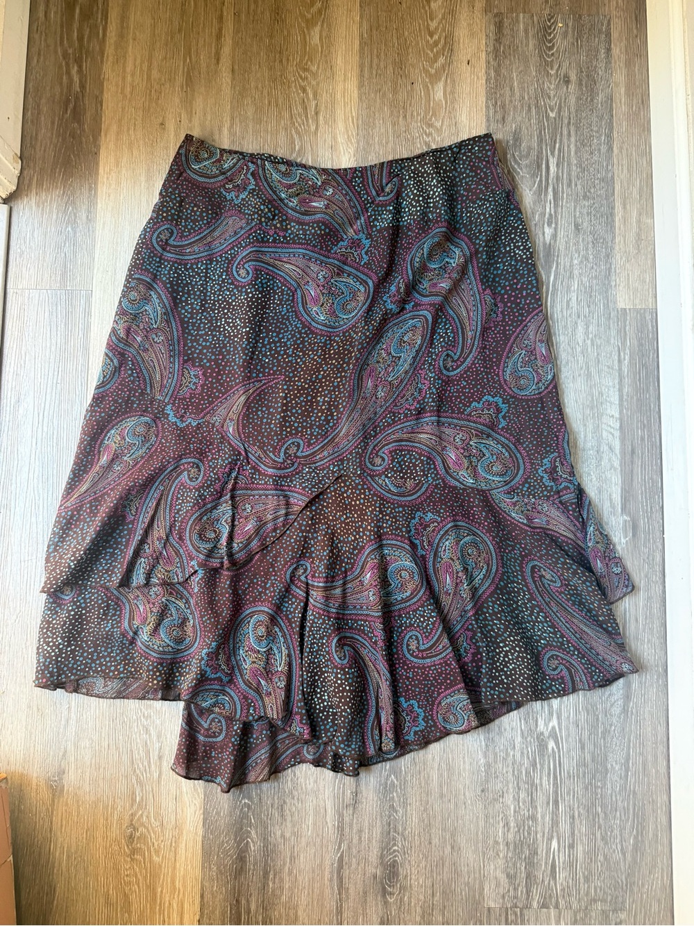 Y2K Fairy Vintage Style & Co. Burgundy and Teal Paisley Midi Skirt Size 14W